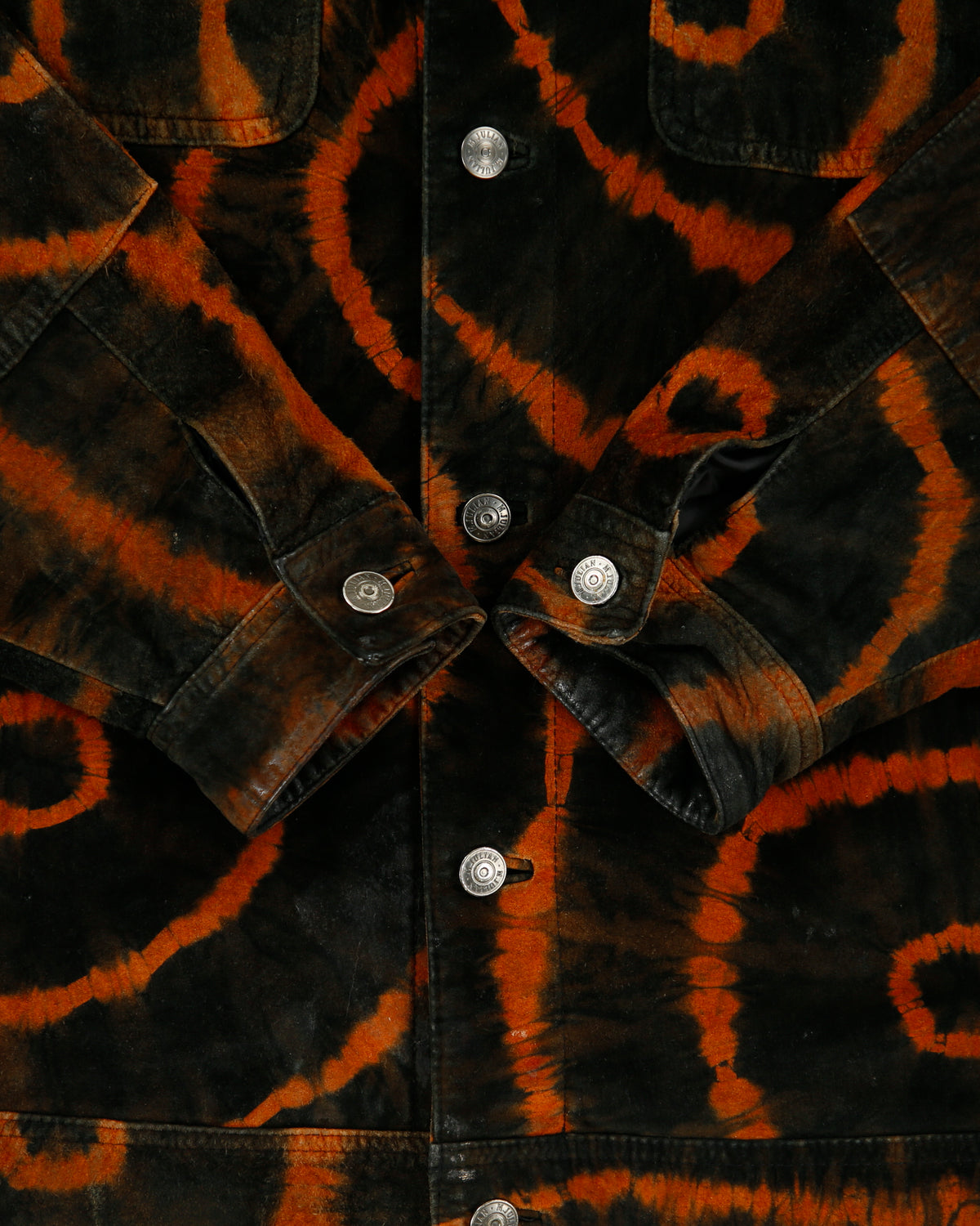 Vintage 1990s M. Julian Wilson's Suede Tie-Dye Trucker Jacket - L