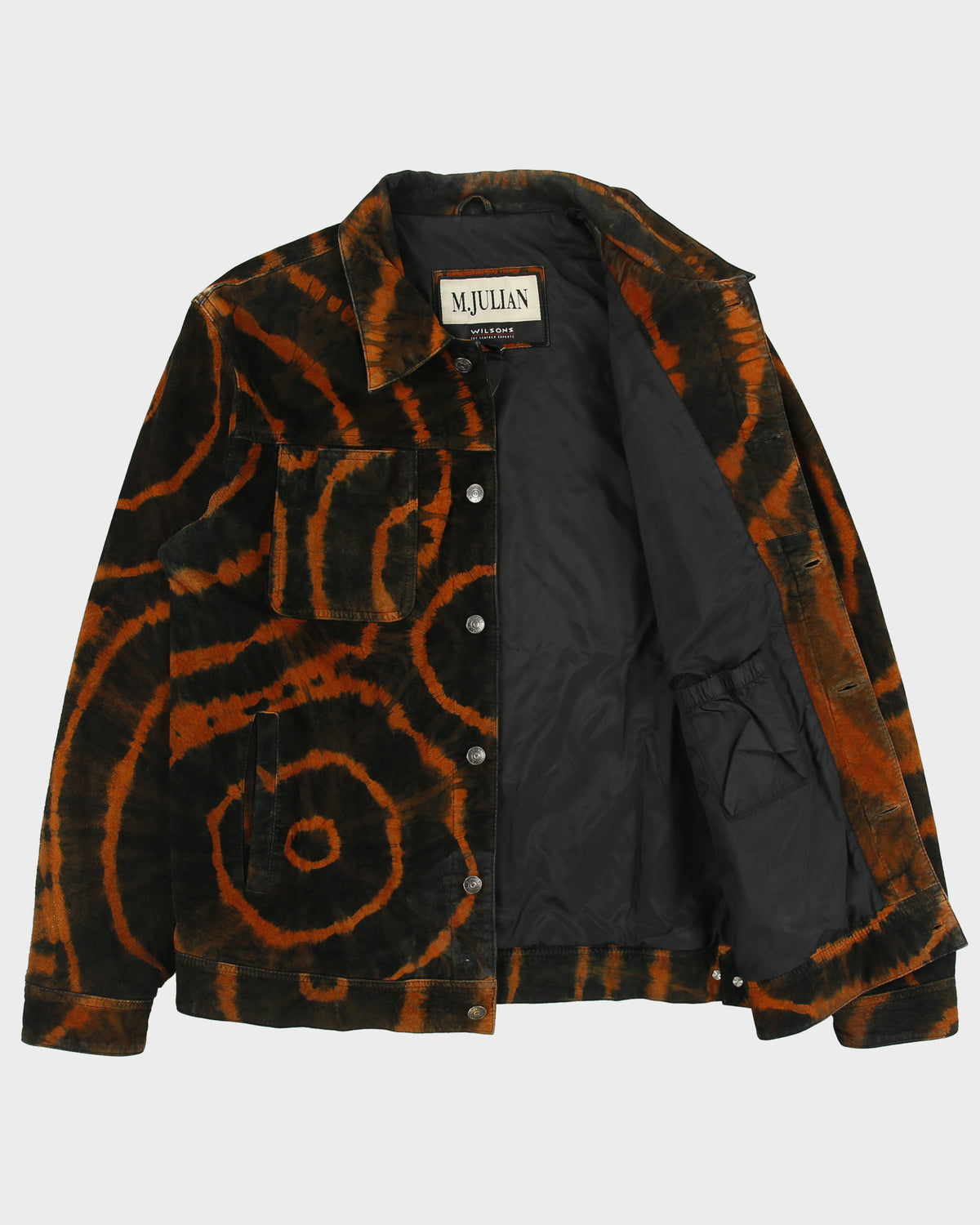 Vintage 1990s M. Julian Wilson's Suede Tie-Dye Trucker Jacket - L