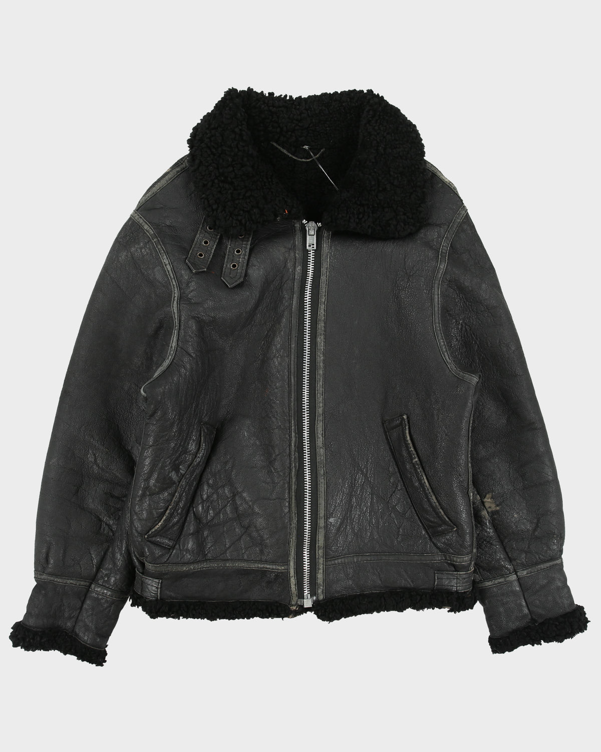 Vintage 1970s Paris Dakar B-3 Sheepskin Shearling Aviator Flight Jacket - L