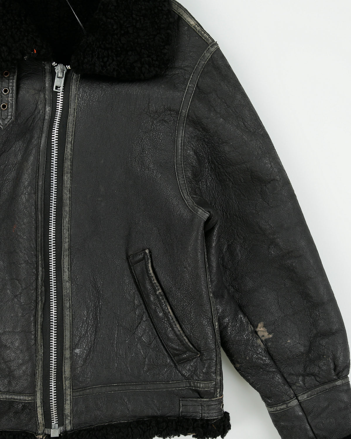 Vintage 1970s Paris Dakar B-3 Sheepskin Shearling Aviator Flight Jacket - L