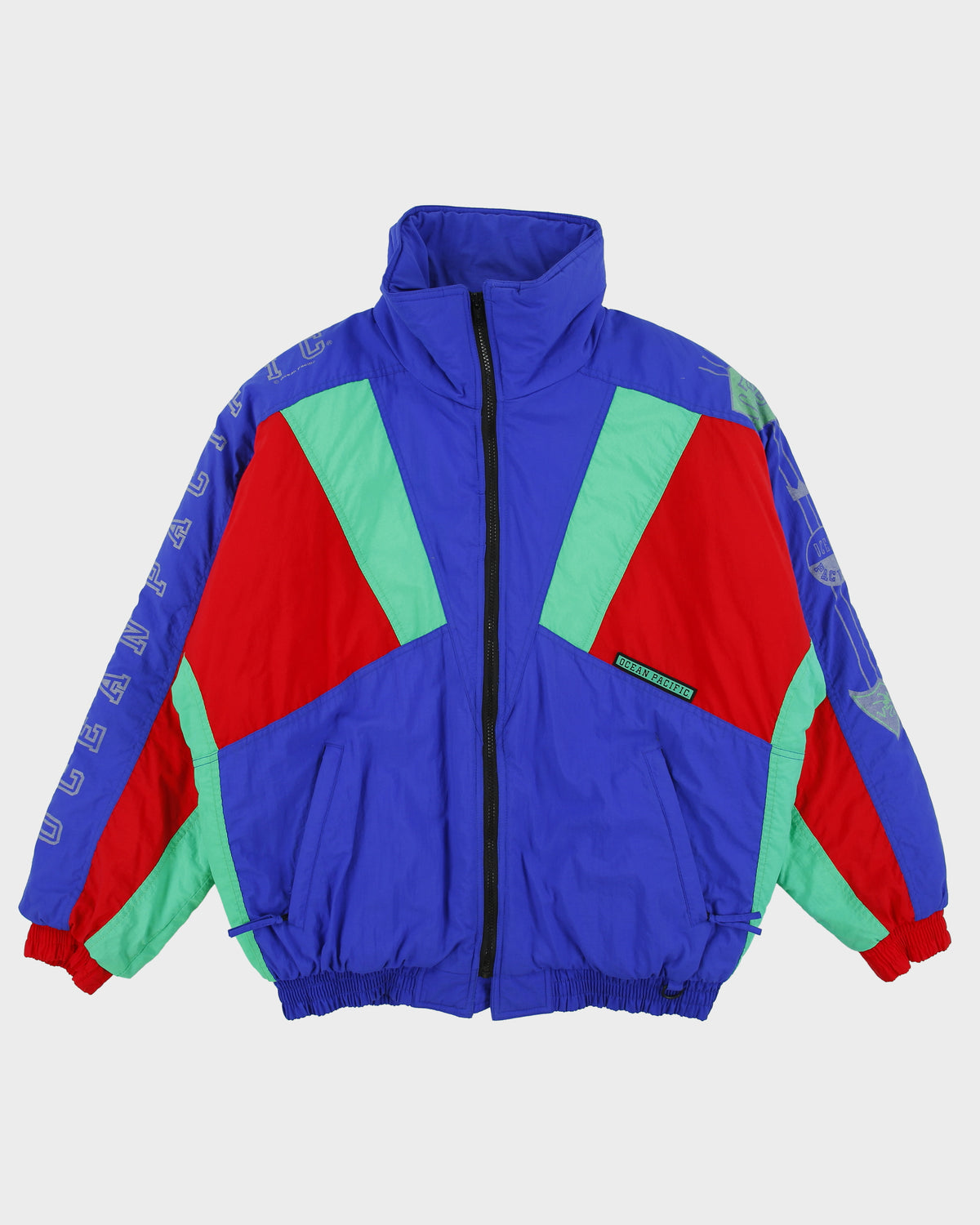 Vintage 1980s Ocean Pacific Shell Funnel Neck Ski Puffer Bomber Jacket - L