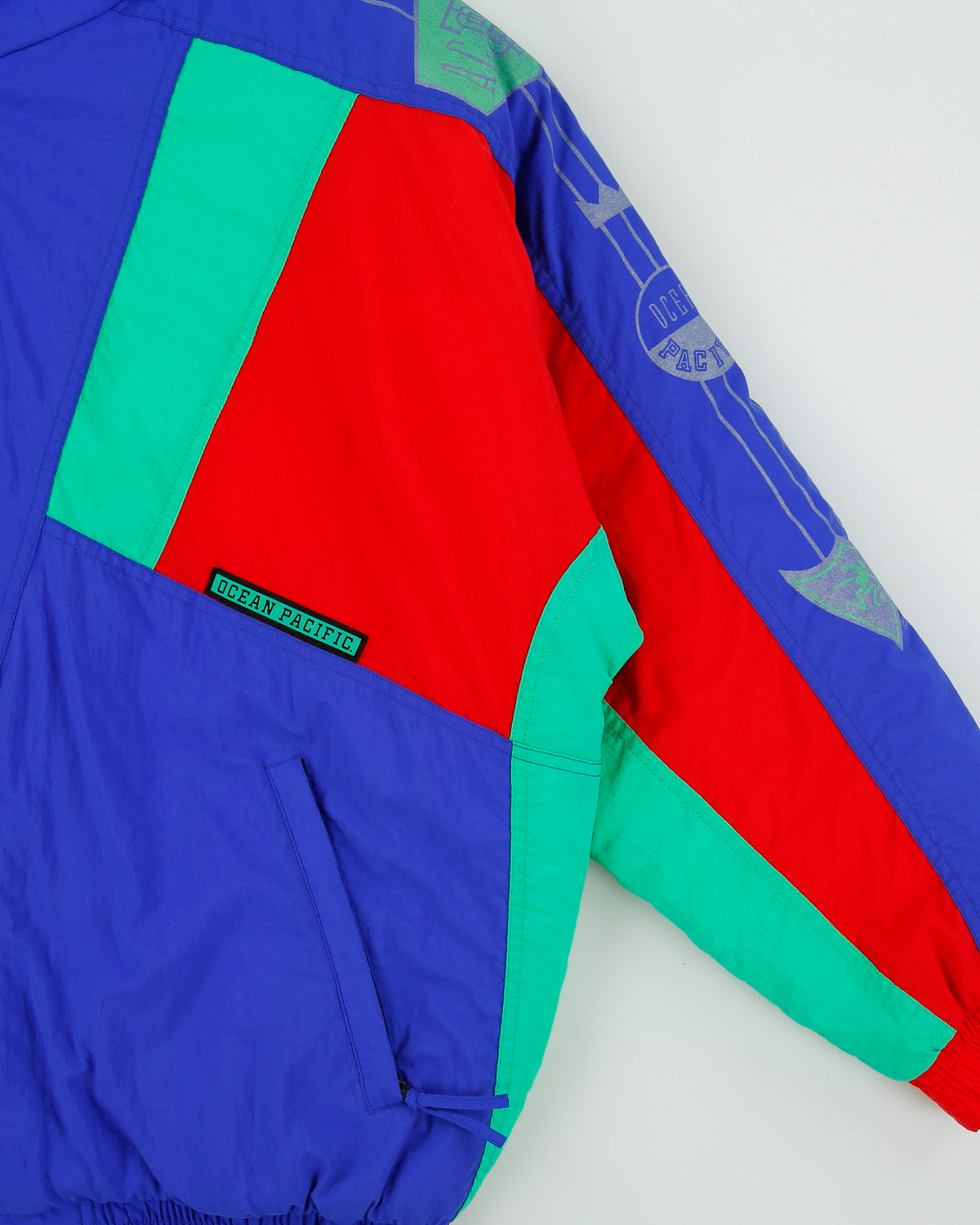 Vintage 1980s Ocean Pacific Shell Funnel Neck Ski Puffer Bomber Jacket - L