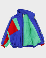 Vintage 1980s Ocean Pacific Shell Funnel Neck Ski Puffer Bomber Jacket - L