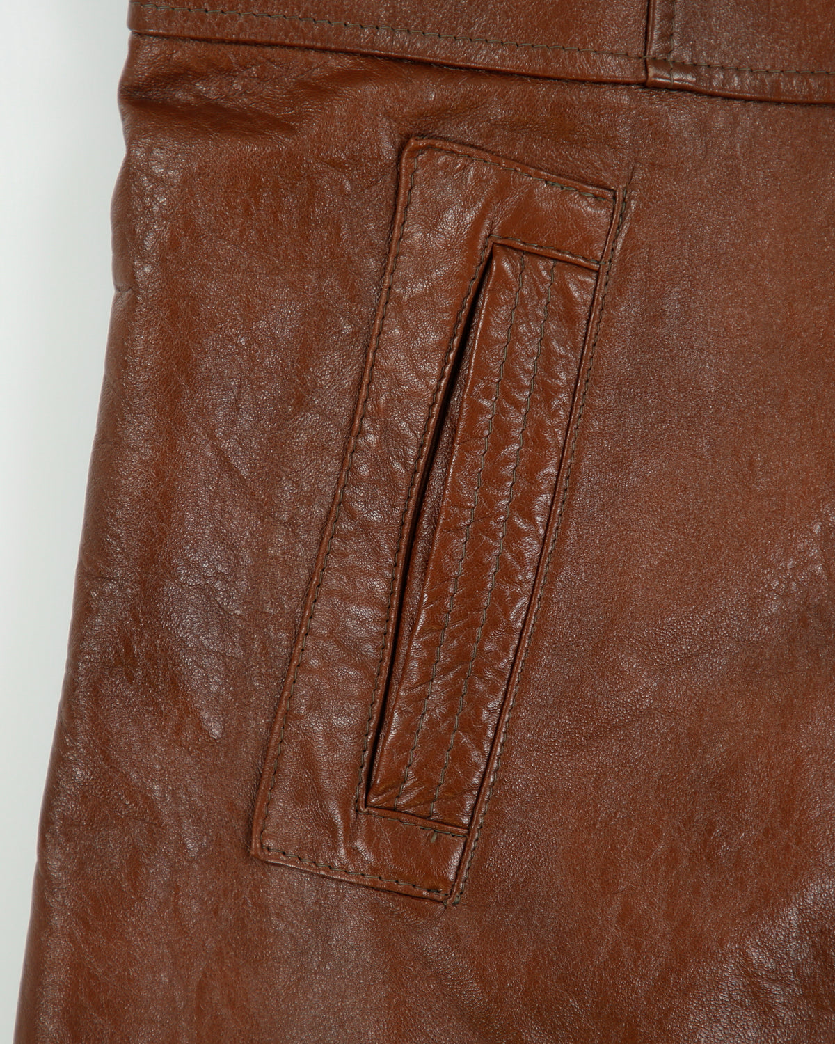 Vintage 1970s Victoria Chestnut Leather Padded Made In Canada Mid Length Lapel Coat - L