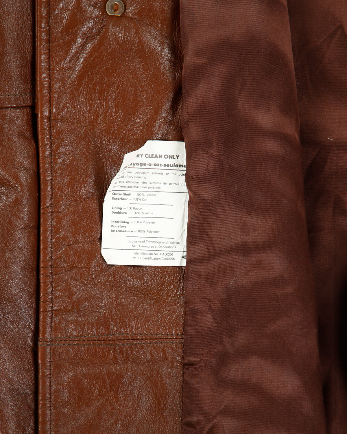 Vintage 1970s Victoria Chestnut Leather Padded Made In Canada Mid Length Lapel Coat - L
