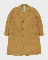 Vintage 1970s Warren K Cook Tan Camel Cashmere Union Made In Canada Mid Length Over Coat - XL