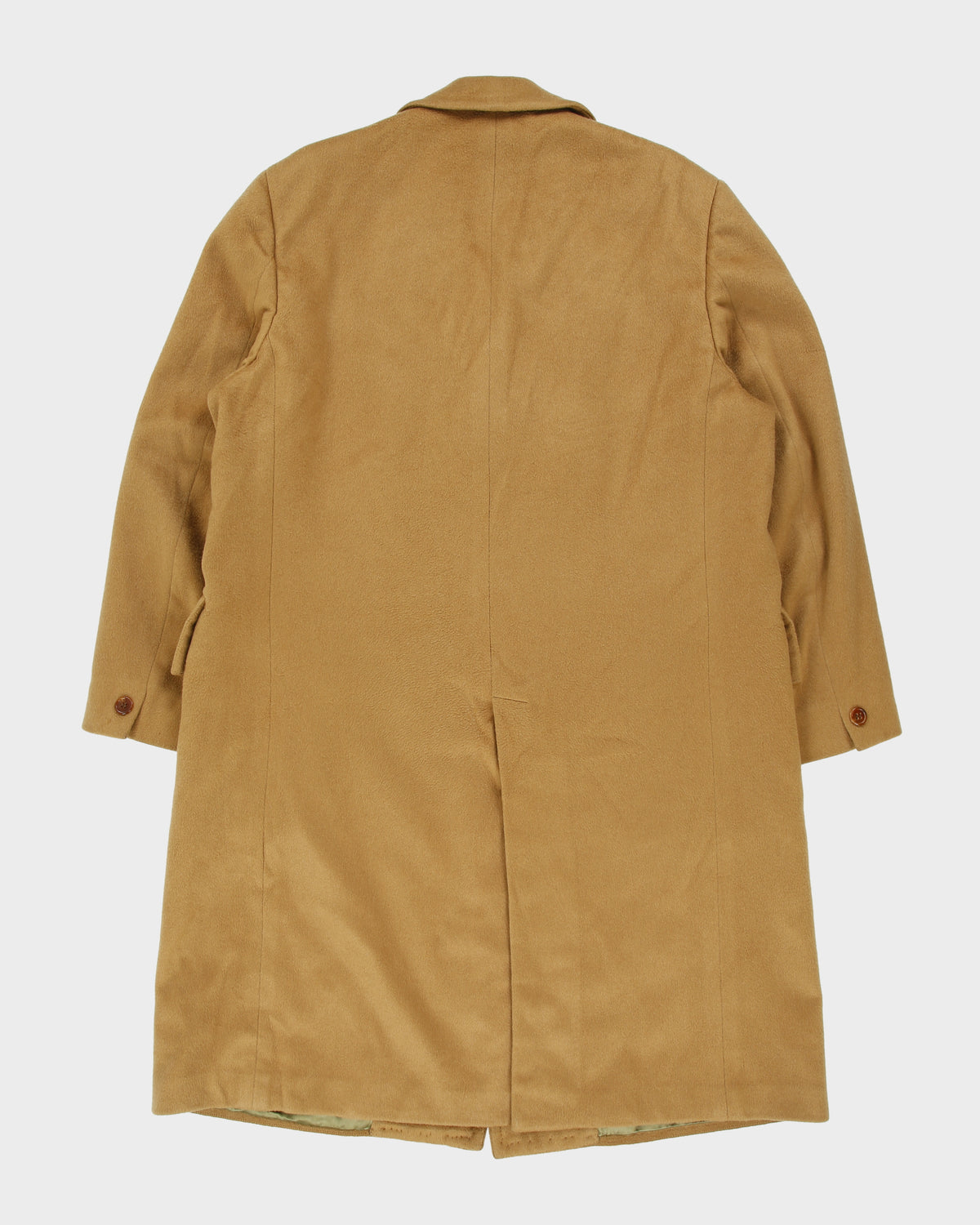 Vintage 1970s Warren K Cook Tan Camel Cashmere Union Made In Canada Mid Length Over Coat - XL