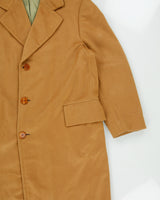 Vintage 1970s Warren K Cook Tan Camel Cashmere Union Made In Canada Mid Length Over Coat - XL