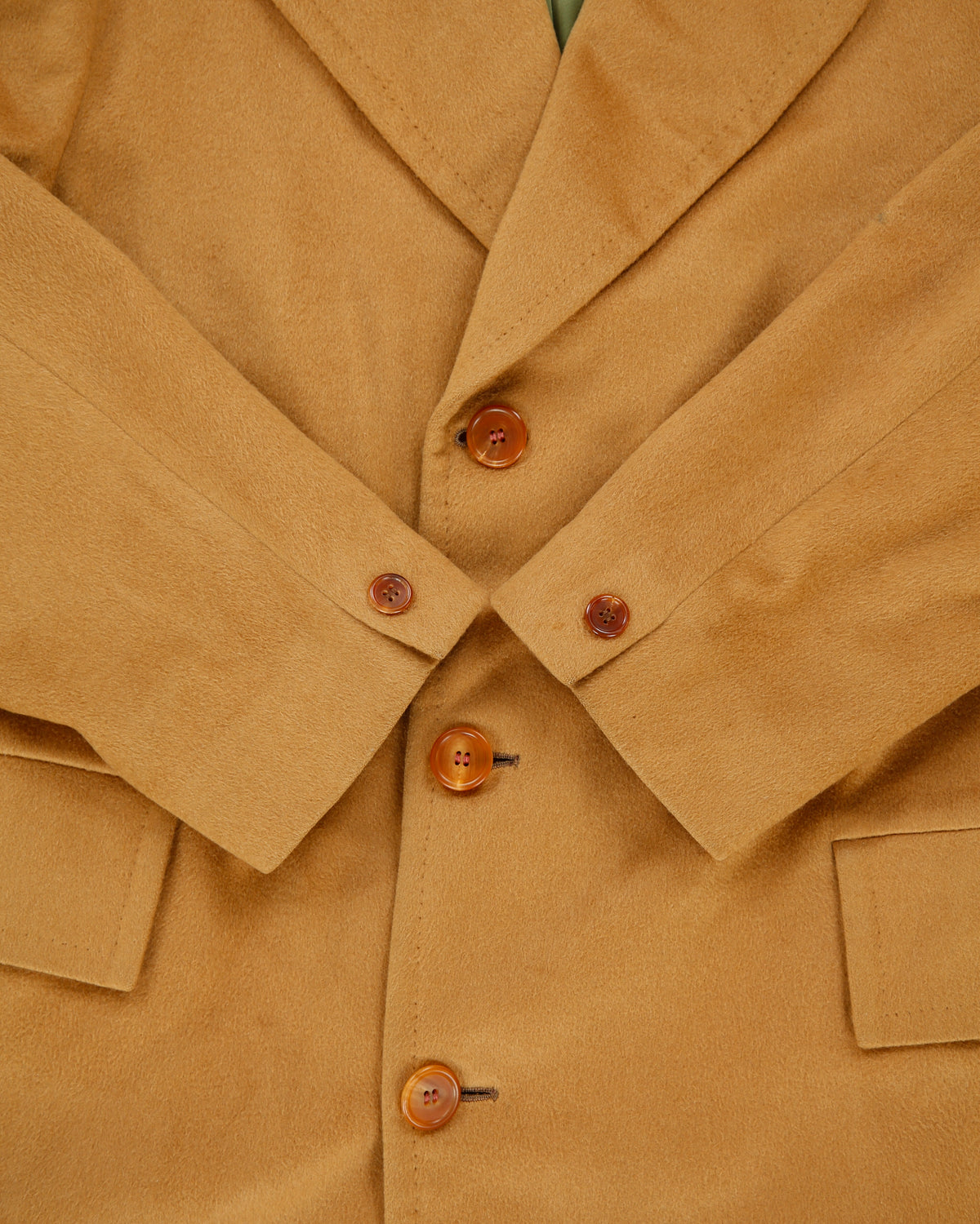 Vintage 1970s Warren K Cook Tan Camel Cashmere Union Made In Canada Mid Length Over Coat - XL