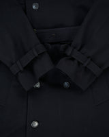 Vintage 1980s Climatiser Navy Wool Twill Double Breasted Belted Trench Coat - M