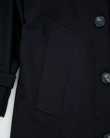 Vintage 1980s Climatiser Navy Wool Twill Double Breasted Belted Trench Coat - M