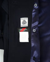 Vintage 1980s Climatiser Navy Wool Twill Double Breasted Belted Trench Coat - M