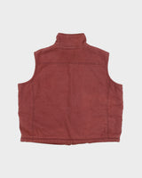 Vintage Dickies Work Brick Red Duck Canvas Sherpa Lined Gilet - XL