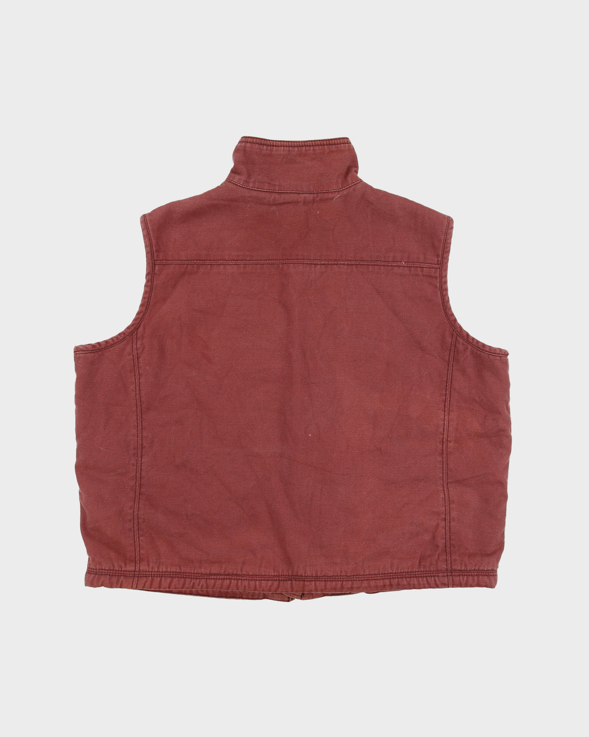 Vintage Dickies Work Brick Red Duck Canvas Sherpa Lined Gilet - XL