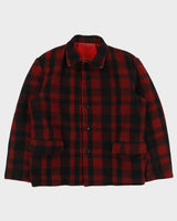 Vintage 1980s Buffalo Plaid Wool Reversible Duck Canvas Made In USA Chore Barn Jacket - M
