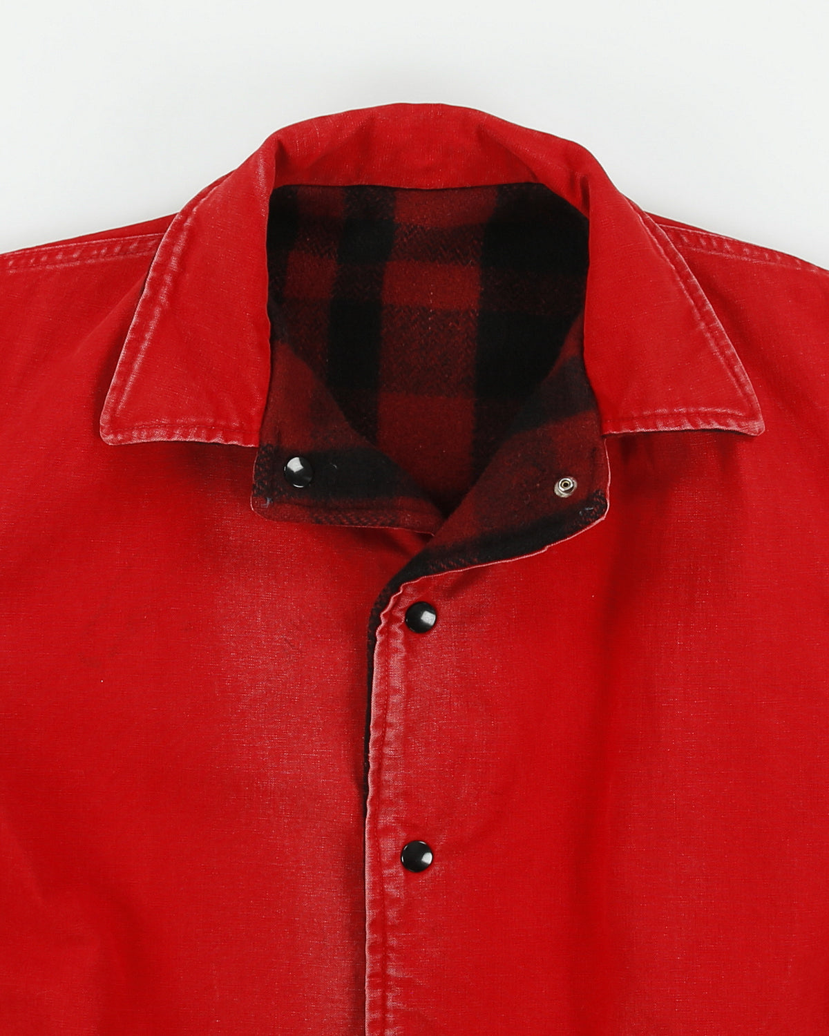 Vintage 1980s Buffalo Plaid Wool Reversible Duck Canvas Made In USA Chore Barn Jacket - M