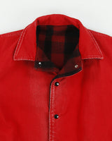 Vintage 1980s Buffalo Plaid Wool Reversible Duck Canvas Made In USA Chore Barn Jacket - M