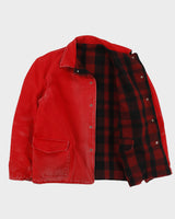 Vintage 1980s Buffalo Plaid Wool Reversible Duck Canvas Made In USA Chore Barn Jacket - M