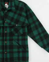 Vintage 1970s Jones Pioneer Brand Buffalo Plaid Wool Snap Button Mackinaw Jacket - S