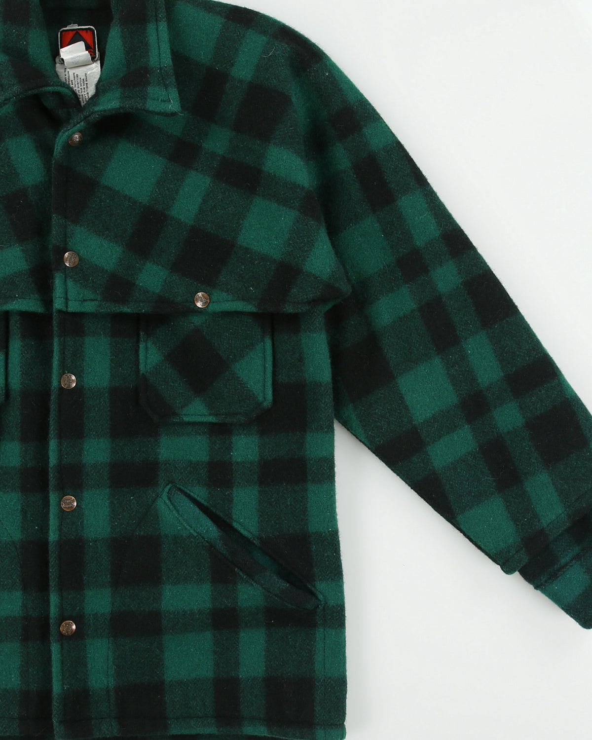 Vintage 1970s Jones Pioneer Brand Buffalo Plaid Wool Snap Button Mackinaw Jacket - S