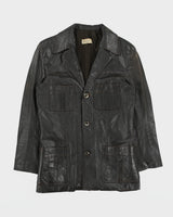 Vintage 1960s Renard Dark Brown Goatskin Leather Mid Length Lapel Jacket - M