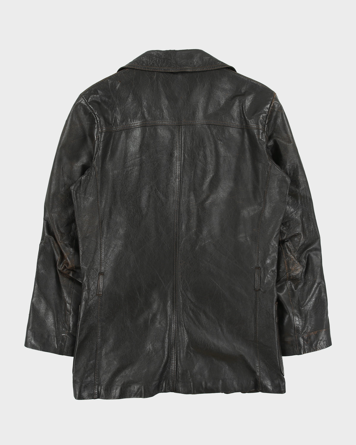 Vintage 1960s Renard Dark Brown Goatskin Leather Mid Length Lapel Jacket - M