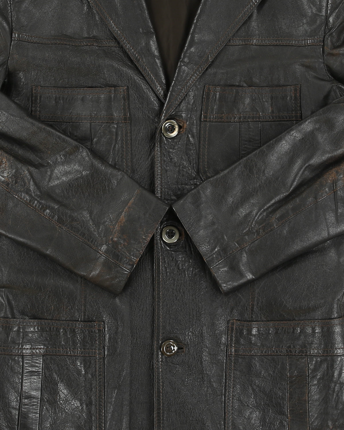Vintage 1960s Renard Dark Brown Goatskin Leather Mid Length Lapel Jacket - M