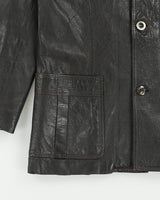 Vintage 1960s Renard Dark Brown Goatskin Leather Mid Length Lapel Jacket - M