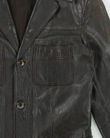 Vintage 1960s Renard Dark Brown Goatskin Leather Mid Length Lapel Jacket - M