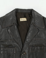 Vintage 1960s Renard Dark Brown Goatskin Leather Mid Length Lapel Jacket - M