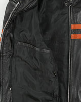Vintage Y2K 00s Heavyweight Leather Striped Classic Cafe Racer Biker Jacket - L