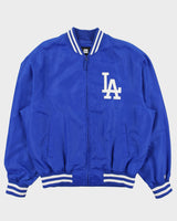 New Era x MLB Los Angeles Dodgers Royal Blue Satin Stitched Baseball Bomber Jacket - L