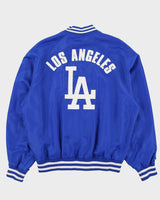 New Era x MLB Los Angeles Dodgers Royal Blue Satin Stitched Baseball Bomber Jacket - L
