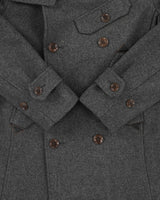 Vintage Y2K 00s Diesel Marl Grey Wool Blend Lambskin Detailed Double Breasted Peacoat - S