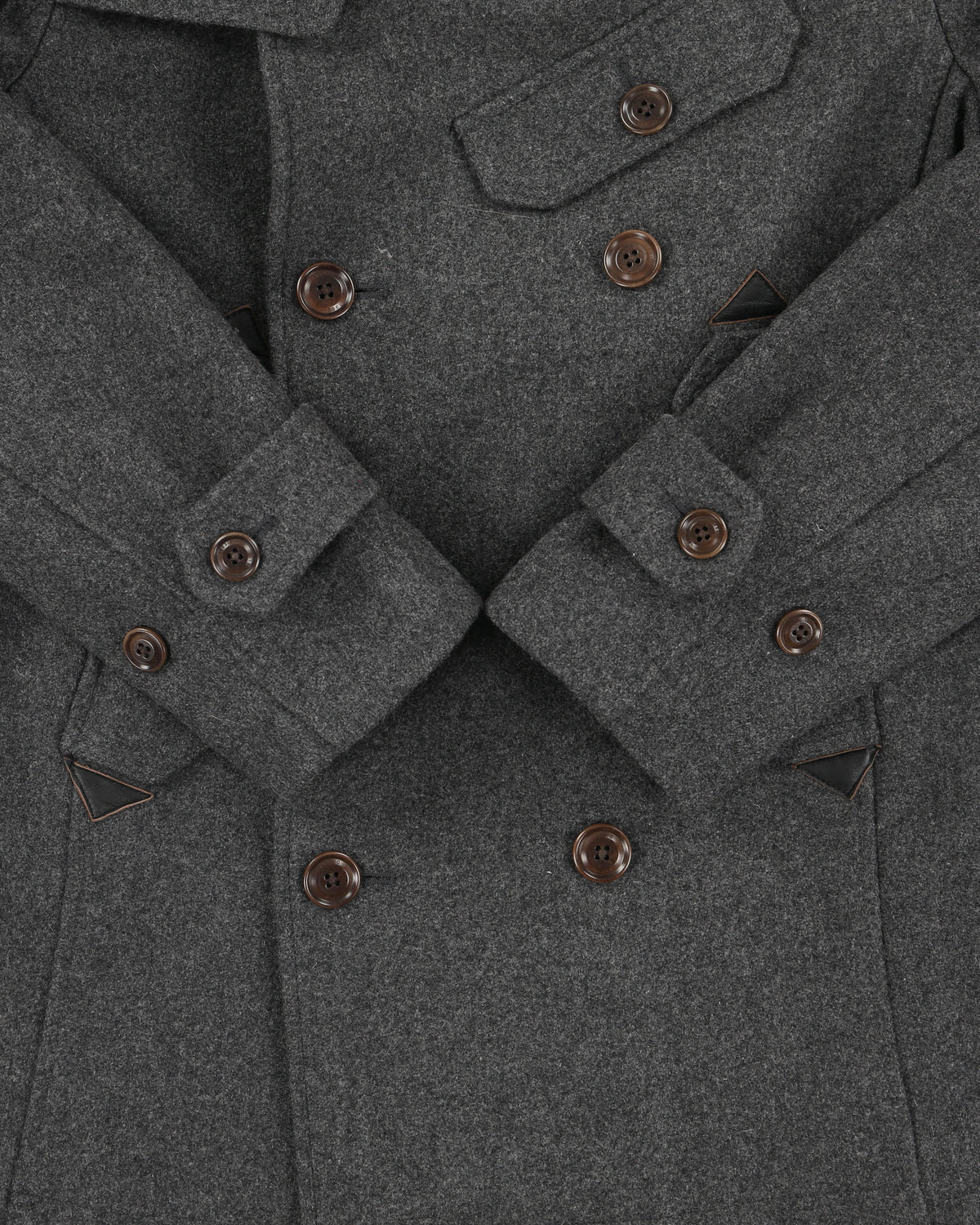 Vintage Y2K 00s Diesel Marl Grey Wool Blend Lambskin Detailed Double Breasted Peacoat - S