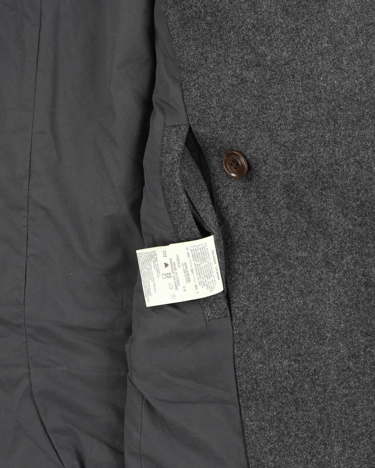 Vintage Y2K 00s Diesel Marl Grey Wool Blend Lambskin Detailed Double Breasted Peacoat - S