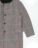 Vintage 1980s Sears Houndstooth Wool Faux Shearling Lined Mid Length Over Coat - L
