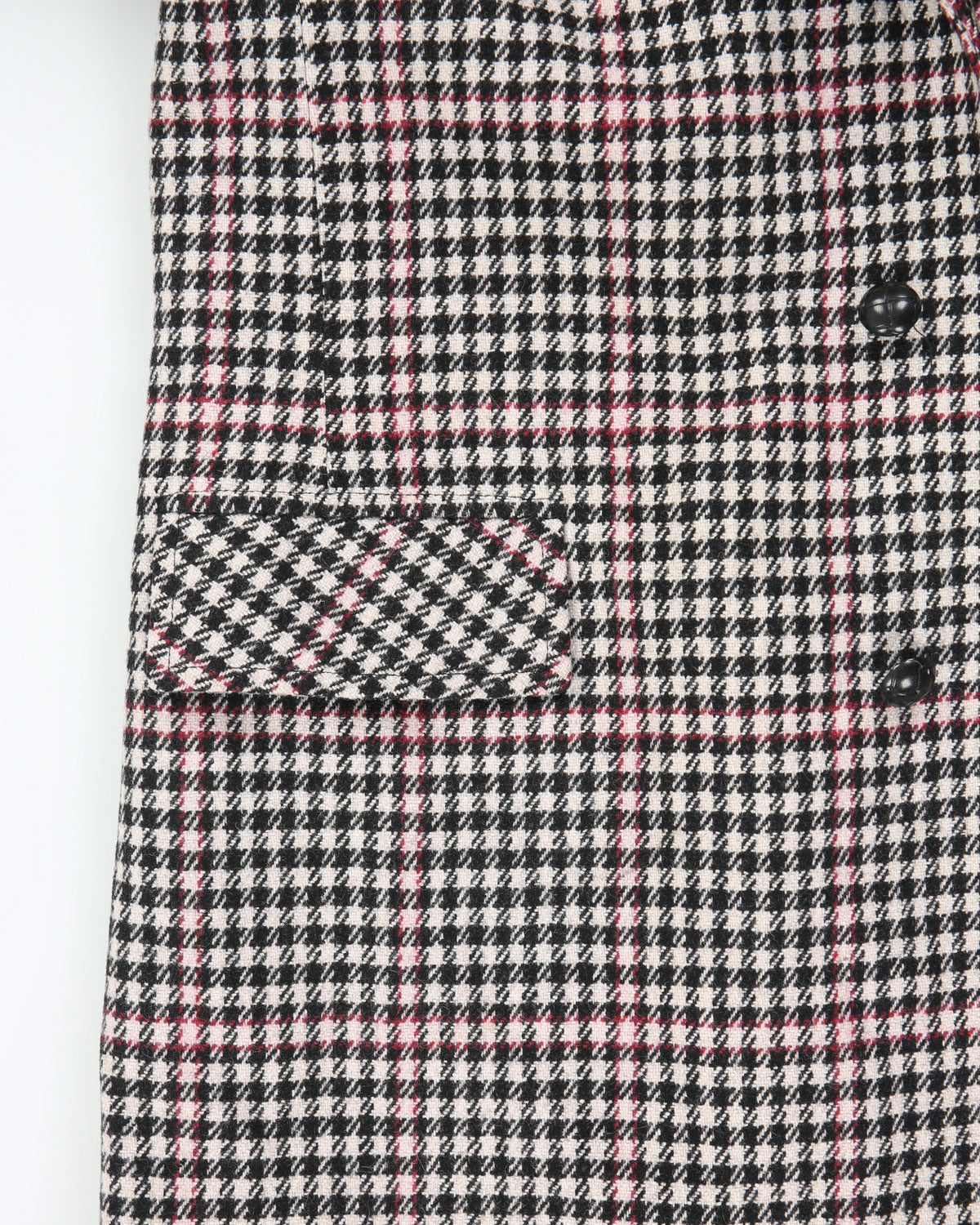 Vintage 1980s Sears Houndstooth Wool Faux Shearling Lined Mid Length Over Coat - L