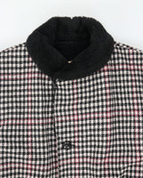 Vintage 1980s Sears Houndstooth Wool Faux Shearling Lined Mid Length Over Coat - L