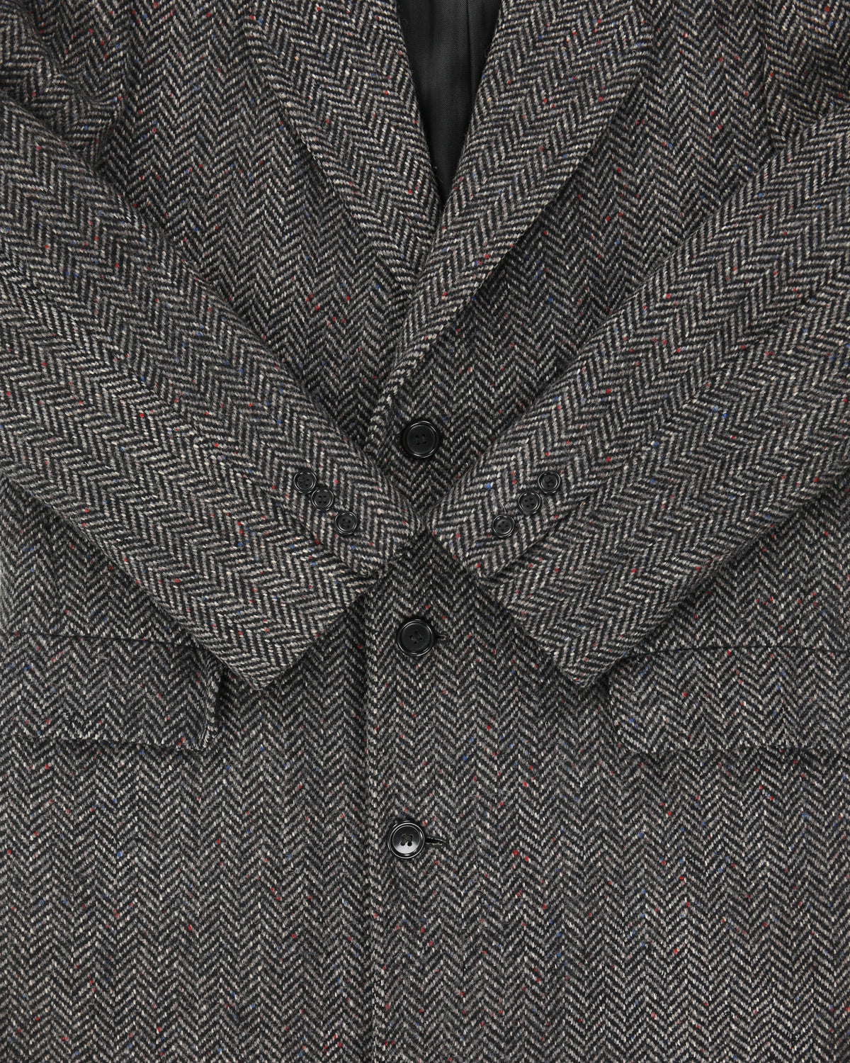 Vintage 1990s Bentley's Of London Speckled Wool Herringbone Over Coat - M