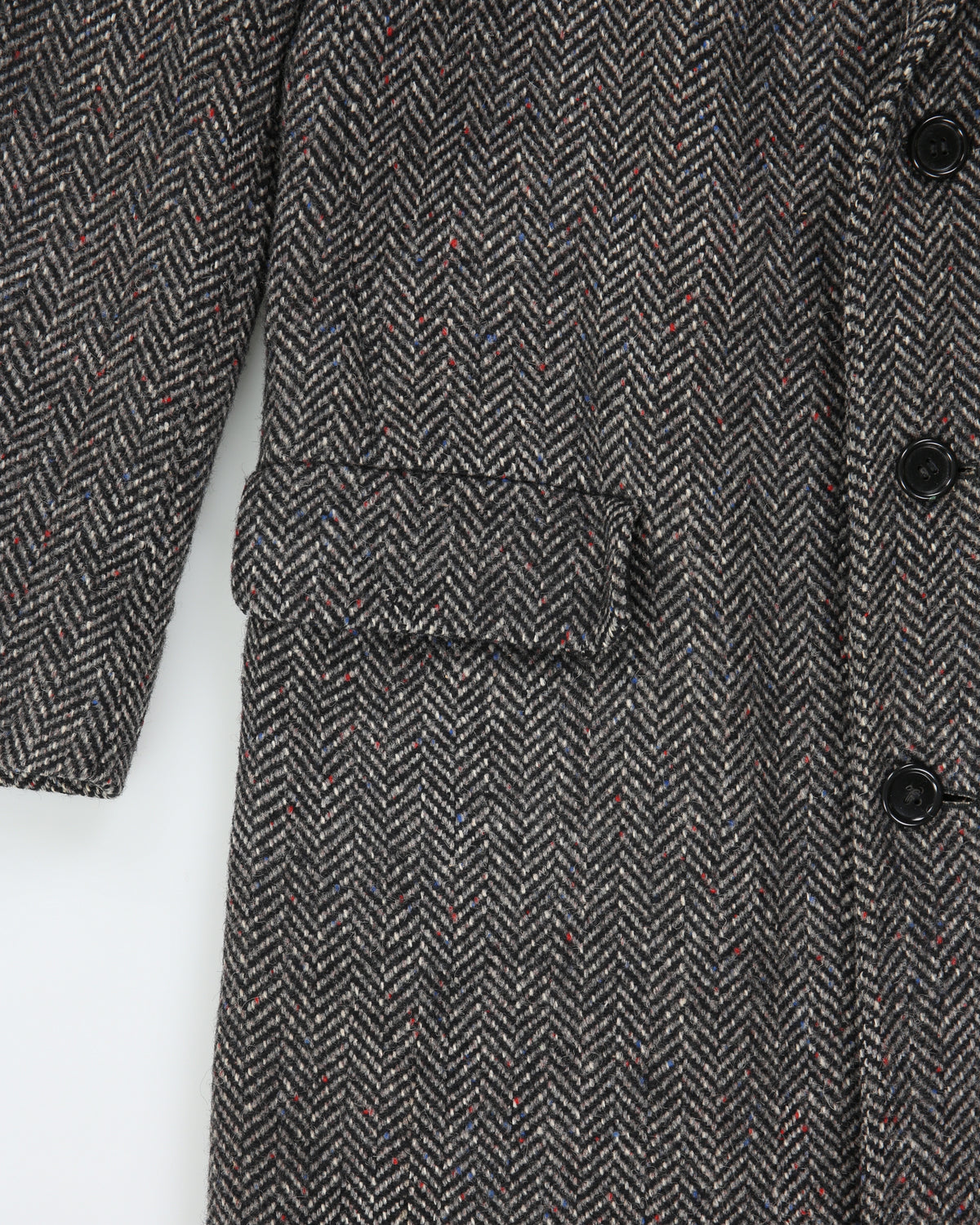 Vintage 1990s Bentley's Of London Speckled Wool Herringbone Over Coat - M