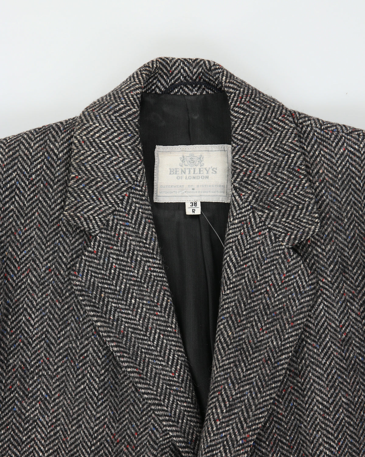 Vintage 1990s Bentley's Of London Speckled Wool Herringbone Over Coat - M