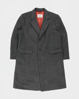 Vintage 1980s Bay Club Charcoal Cashmere Wool Luxury Blend Over Coat - XL