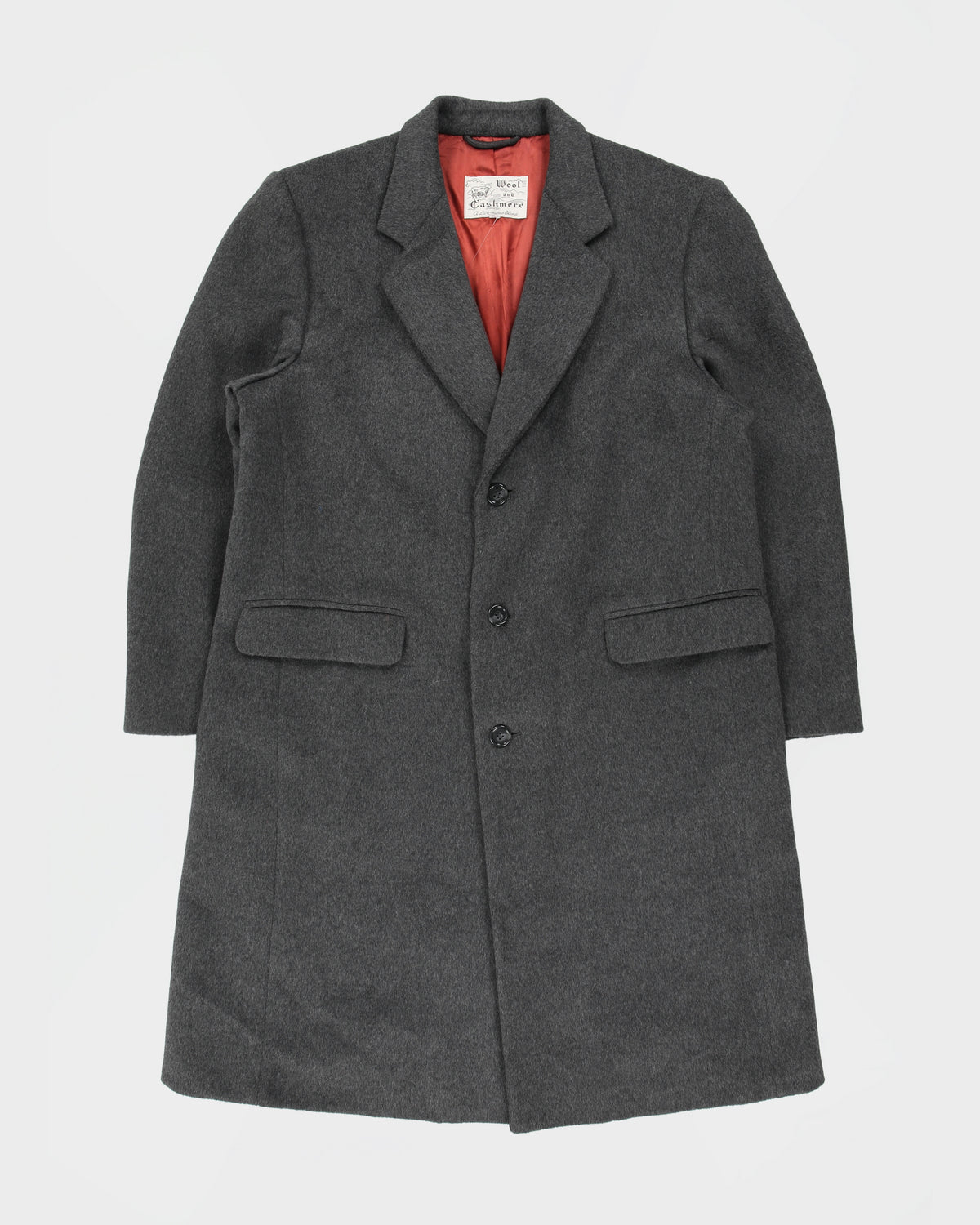 Vintage 1980s Bay Club Charcoal Cashmere Wool Luxury Blend Over Coat - XL