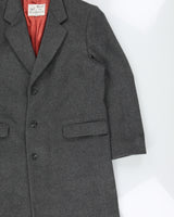 Vintage 1980s Bay Club Charcoal Cashmere Wool Luxury Blend Over Coat - XL