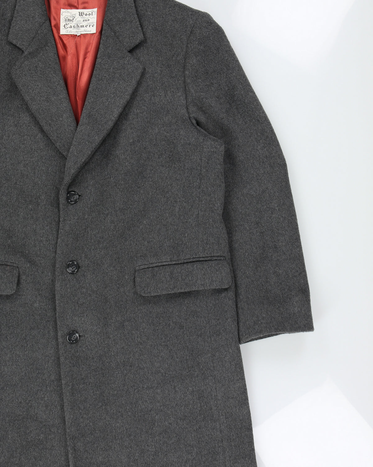 Vintage 1980s Bay Club Charcoal Cashmere Wool Luxury Blend Over Coat - XL