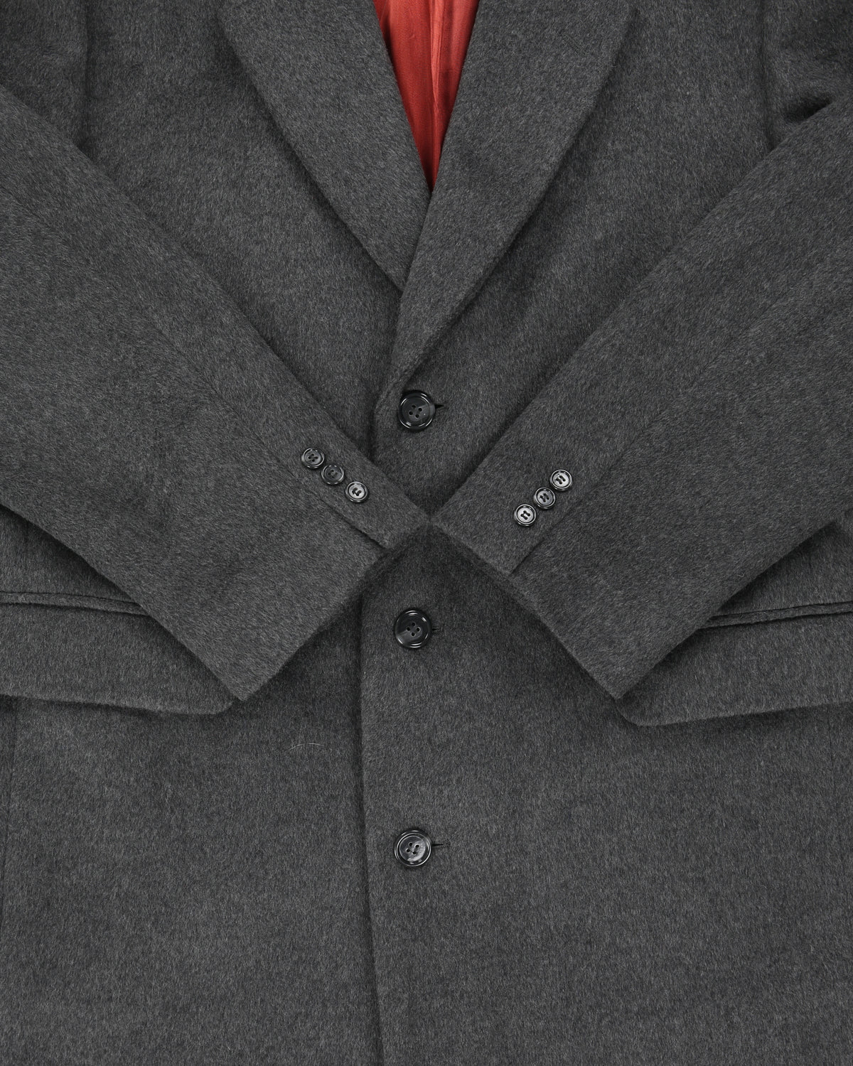 Vintage 1980s Bay Club Charcoal Cashmere Wool Luxury Blend Over Coat - XL