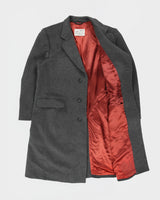 Vintage 1980s Bay Club Charcoal Cashmere Wool Luxury Blend Over Coat - XL