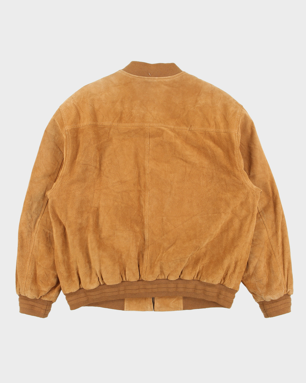Vintage Y2K 00s John Ashford Camel Tan Suede Quilt Lined Bomber Jacket - L