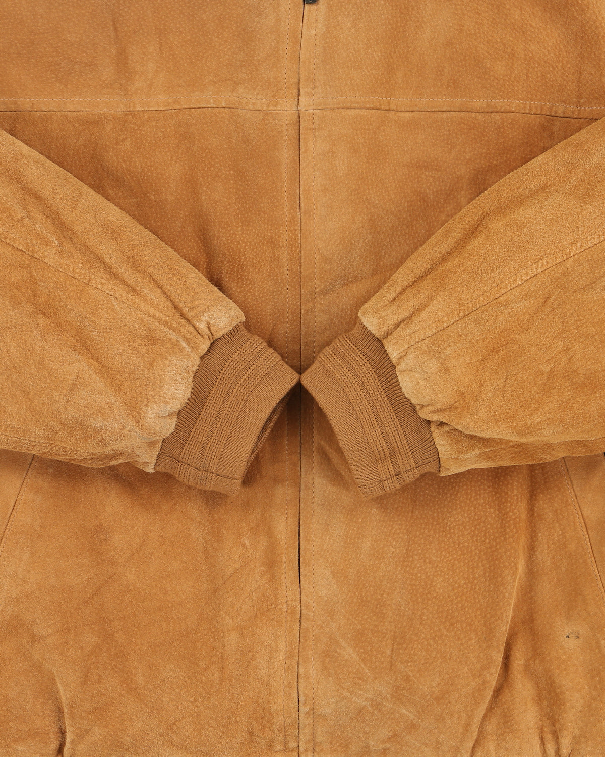 Vintage Y2K 00s John Ashford Camel Tan Suede Quilt Lined Bomber Jacket - L